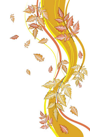 Floral ornament with decorative colorful autumn leaves illustration.のイラスト素材