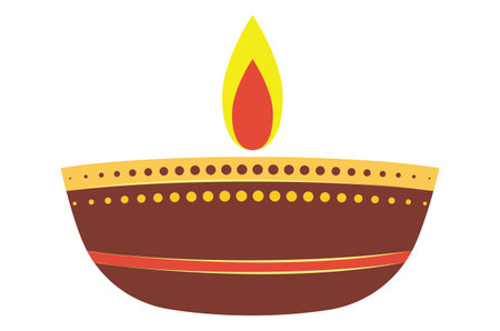 Decorative diya, Diwali festival candle, colorful illustration.のイラスト素材