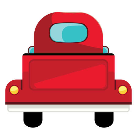 Retro farmer red pickup truck, vintage transport illustration.のイラスト素材