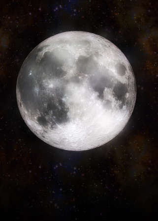 3D Full moon over starry space background, elements for this image furnished by NASA. 3D Illustration.の写真素材