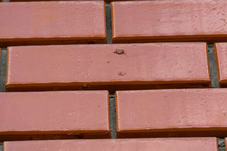 Close up of house wall made of new red brick background.の写真素材