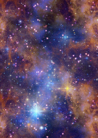 Abstract starry space and nebula clouds, 3d illustration.
