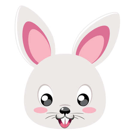 Cute cartoon smiling bunny rabbit head illustration.のイラスト素材