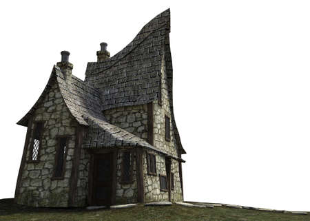 Old abstract spooky Halloween witch house, 3D Illustration.の写真素材