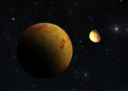 Planet Venus in the starry space background, 3D Illustration.