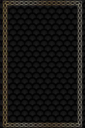 Decorative black and gold geometric frame, art deco inspired illustration.のイラスト素材