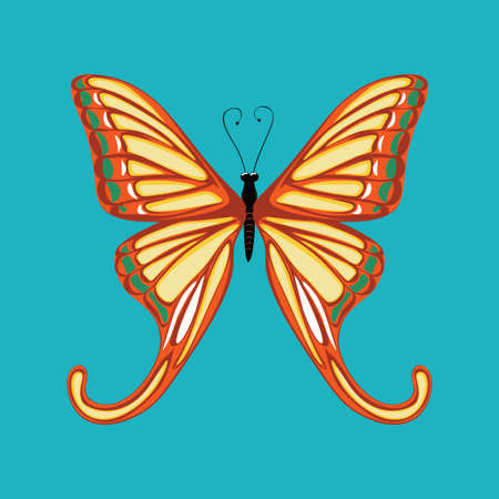 Decorative butterfly of yellow and orange color illustration.のイラスト素材
