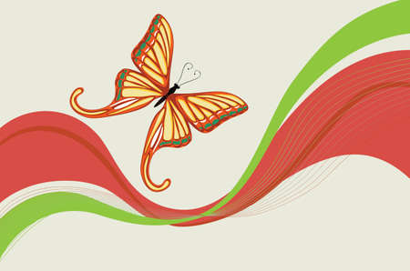 Decorative butterfly of yellow and orange color illustration.のイラスト素材