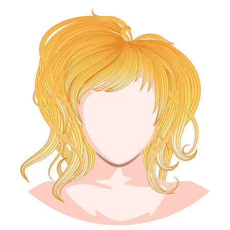 Everyday messy long female hairstyle design illustration.のイラスト素材