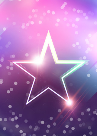Colorful glowing abstract background with 3d star design.の写真素材