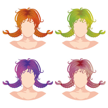 Everyday female hairstyle, braided hair design illustration.のイラスト素材