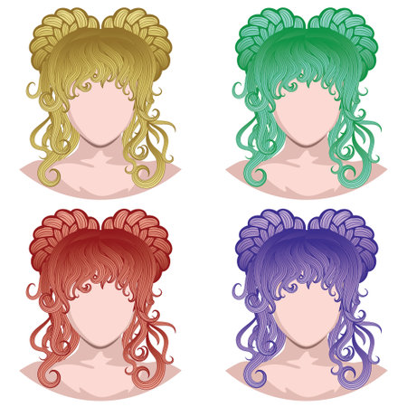Everyday female hairstyle, braided hair design illustration.のイラスト素材