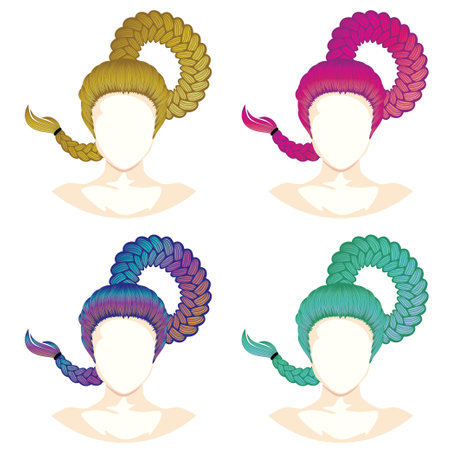 Everyday female hairstyle, braided hair design illustration.のイラスト素材