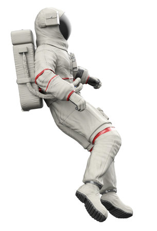 Abstract man in gray astronaut or spaceman suit, 3D Illustration.の写真素材
