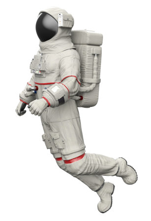 Abstract man in gray astronaut or spaceman suit, 3D Illustration.の写真素材