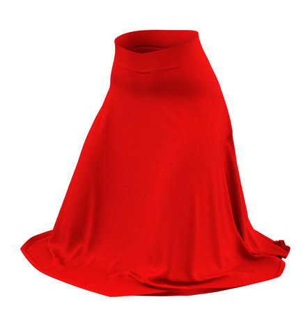 Realistic midi skirt of red color in sitting pose.の写真素材