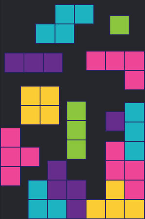 Abstract colorful tetris bricks or shapes illustration.のイラスト素材