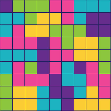 Abstract colorful tetris bricks or shapes illustration.のイラスト素材