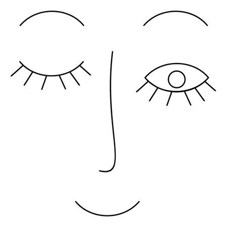 Contemporary abstract doodle line art human face, Picasso, Matisse style illustrationのイラスト素材