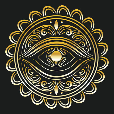 Abstract esoteric ornament with human eye illustration.のイラスト素材