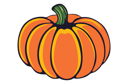 Ripe big orange pumpkin, autumn harvest season illustration.のイラスト素材