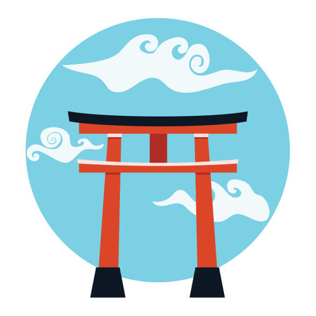 Abstract japanese Torii gate illustration in minimalism style.のイラスト素材