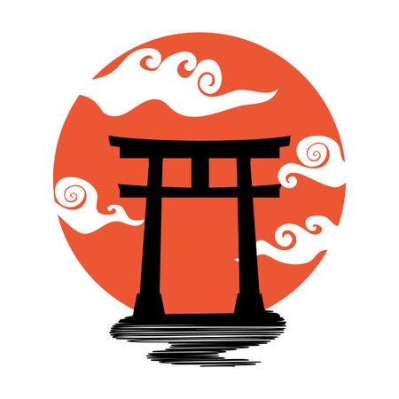 Abstract japanese Torii gate illustration in minimalism style.のイラスト素材