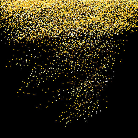 Abstract black background with yellow golden glitters for cards, banners or invitations.のイラスト素材