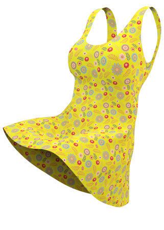 Simple short summer dress with flower pattern,3D Illustration.の写真素材