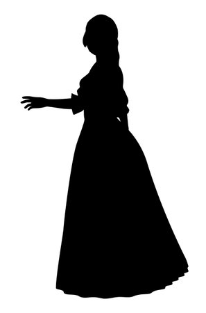 Detailed silhouette of a woman in ball gown illustration.のイラスト素材