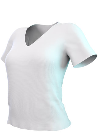 Clothing mock up, female white v neck t shirt, 3D Illustration.の写真素材