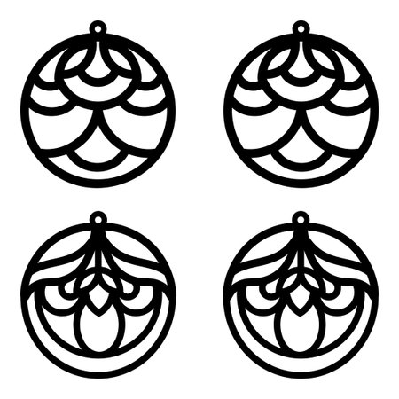 Decorative floral earrings silhouette, laser cut template design.のイラスト素材