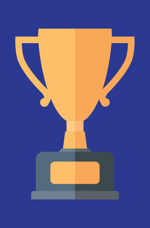 Decorative golden Trophy cup award champions flat simple illustration.のイラスト素材