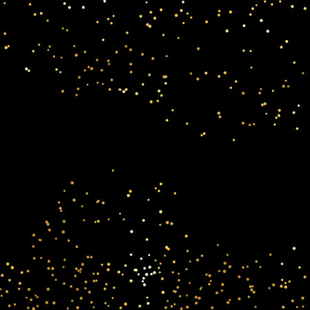 Abstract black background with yellow golden glitters for cards, banners or invitations.のイラスト素材