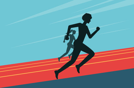 Abstract runner silhouette, sprinter runner or jogger. Side view of silhouette athlete racing.のイラスト素材