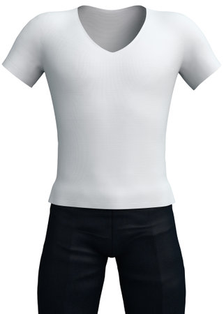 Clothing mock up, male white v neck t shirt, 3D Illustration.の写真素材