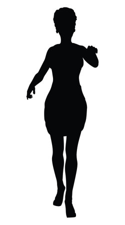 Detailed silhouette of a woman in short party dress and high heels.のイラスト素材