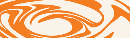 Abstract background with orange waves, retro style. Colorful fluid wavy background in warm orange color. Distorted liquid texture in retro psychedelic style.のイラスト素材