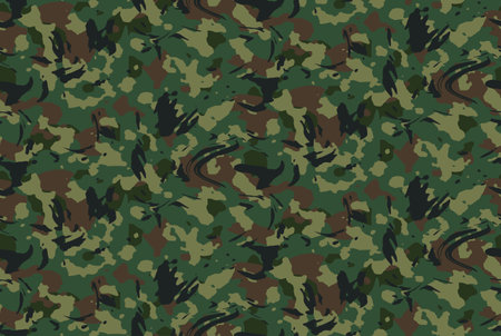 Classic clothing style print, woodland camouflage pattern background seamless vector illustration.のイラスト素材