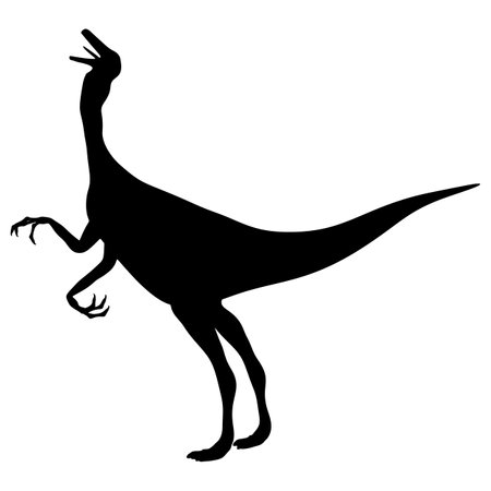 Detailed Gallimimus vector silhouette, Jurassic era dinosaurs symbol.のイラスト素材