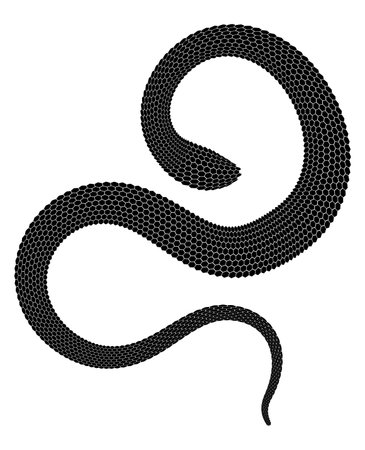 Stylized black silhouette of the snake. Isolated symbol or icon of snake. Abstract vector...