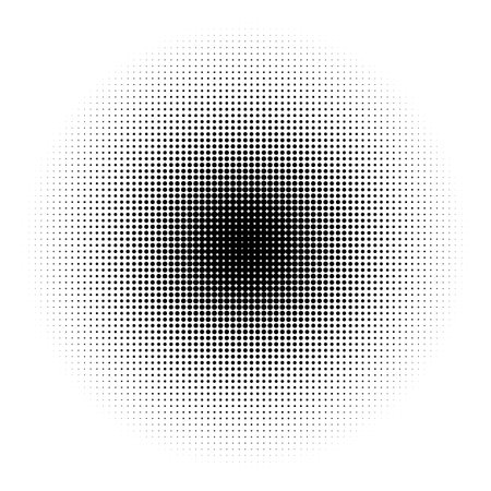 Pop art comic style dotted circle halftone pattern. Abstract dotted circles, round halftones geometric dots, pop art texture. Illustration halftone effect round shape.のイラスト素材