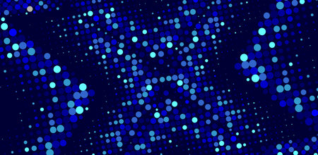 Abstract arrow created from dots, halftone effect illustration. Retro blue halftone style arrow as abstract modern background. Perfect for web design, digital art, colleges, or any other projects.のイラスト素材