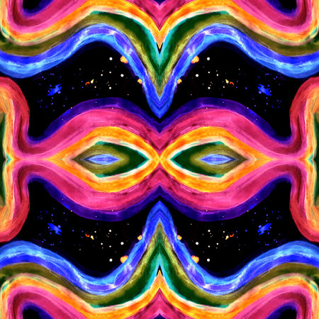Seamless pattern of watercolor abstract texture in a rainbow of colors. Vibrant and artistic design is perfect for adding a dynamic and colorful touch to backgrounds, prints, and creative projects.の写真素材