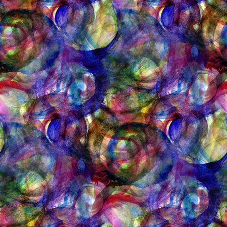 Seamless pattern of watercolor abstract texture in a rainbow of colors. Vibrant and artistic design is perfect for adding a dynamic and colorful touch to backgrounds, prints, and creative projects.の写真素材