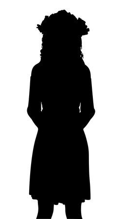 Abstract silhouette of a girl holding a gift box, symbolizing joy, generosity, and anticipation. Ideal for celebration, the image captures the spirit of giving and the excitement of receiving.のイラスト素材