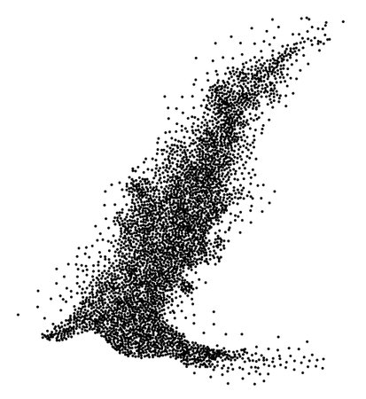 Dynamic flow of dotted particles, smoke shape. Ideal for abstract and futuristic designs, the flowing dots create a sense of movement and energy, adding creativity and vibrancy to visual projects.のイラスト素材