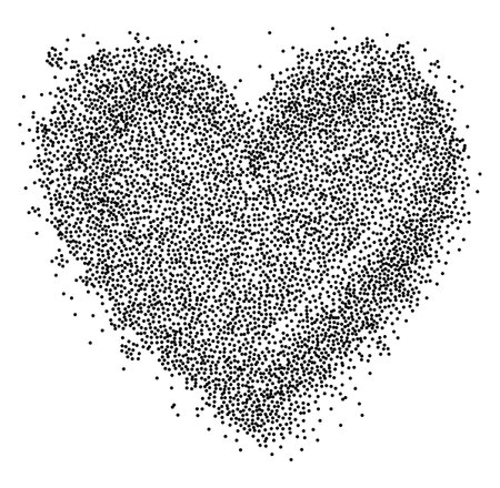 Creative composition of circular particles, powder in a shape of a heart. Perfect for love-themed and romantic designs, the artistic arrangement conveys charm and elegance with heart-shaped elements.のイラスト素材