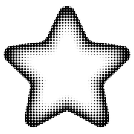 Abstract star shaped frame created with halftone dots, adding a dynamic and creative touch to visual content. Ideal for decorative pop art style retro designs.のイラスト素材