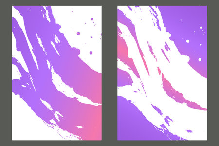 Watercolor or ink strokes in a grunge style banner template. Purple grunge design template with strokes. Perfect for adding an edgy and textured look to banners, posters, and creative designs.のイラスト素材